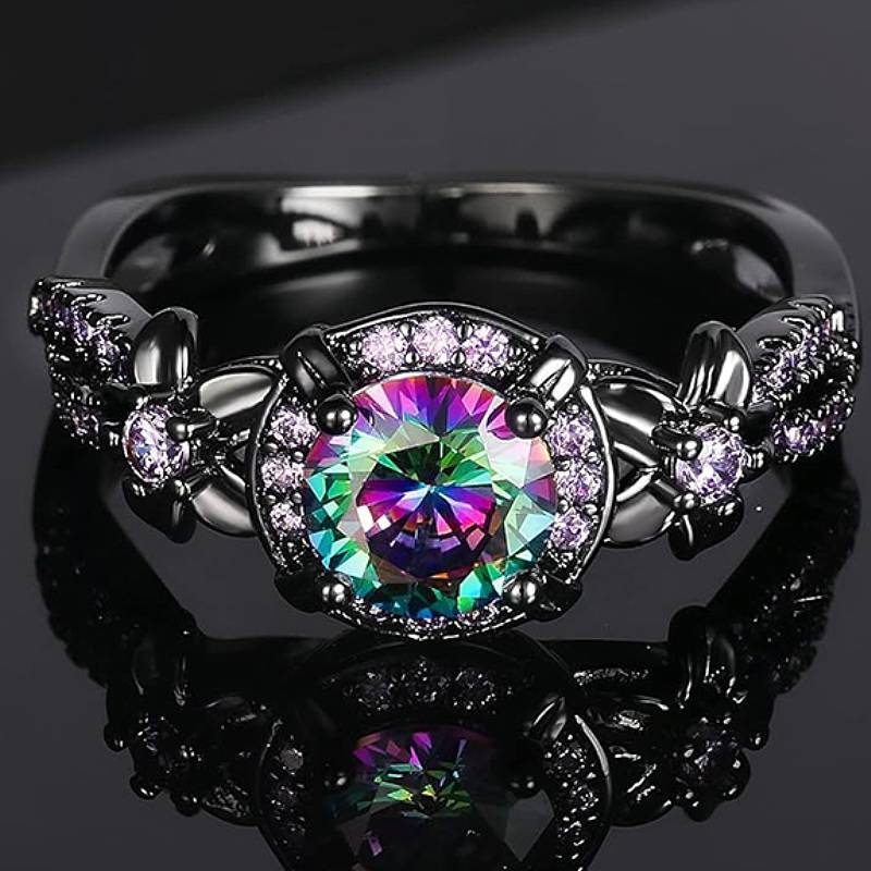Event Suppliers - Huitan Women Black Ring Inlaid Bright