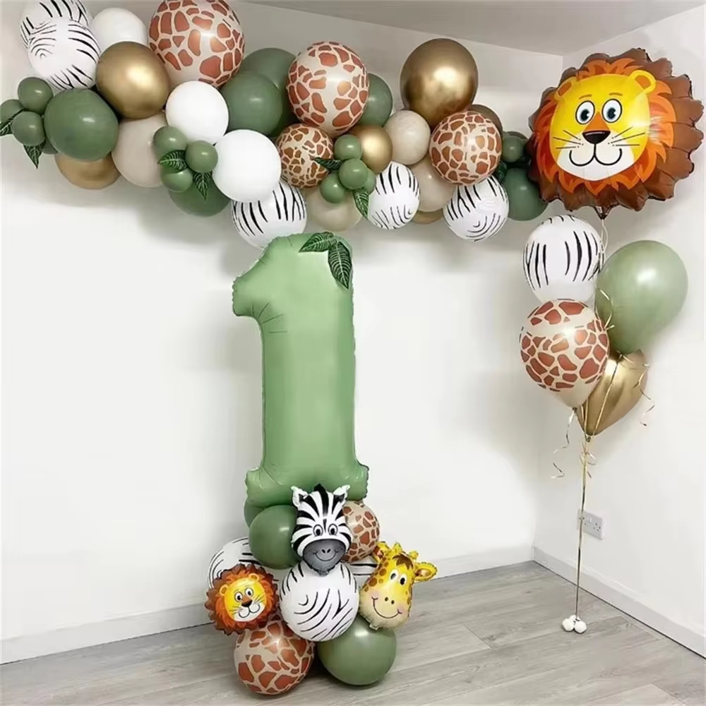 Balloon Arch Kit - Jungle Animal Birthday Balloons Sage Green