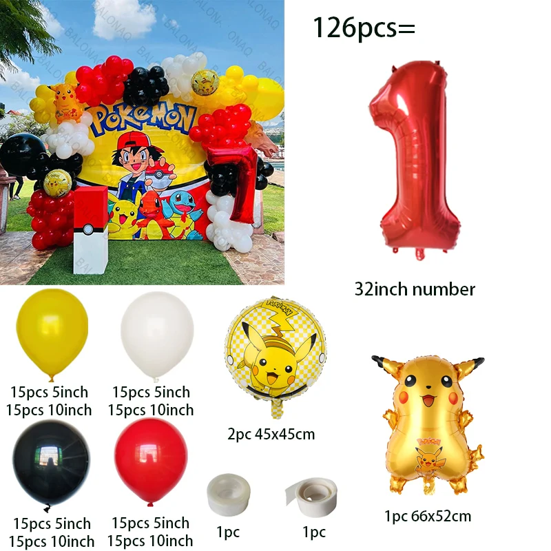 126pcs Cartoon Pikachu Theme B - огляд і ціна Balloon Arch Kit