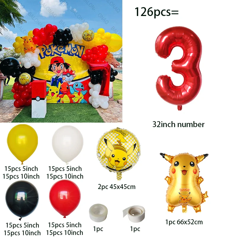 126pcs Cartoon Pikachu Theme B - огляд і ціна Balloon Arch Kit