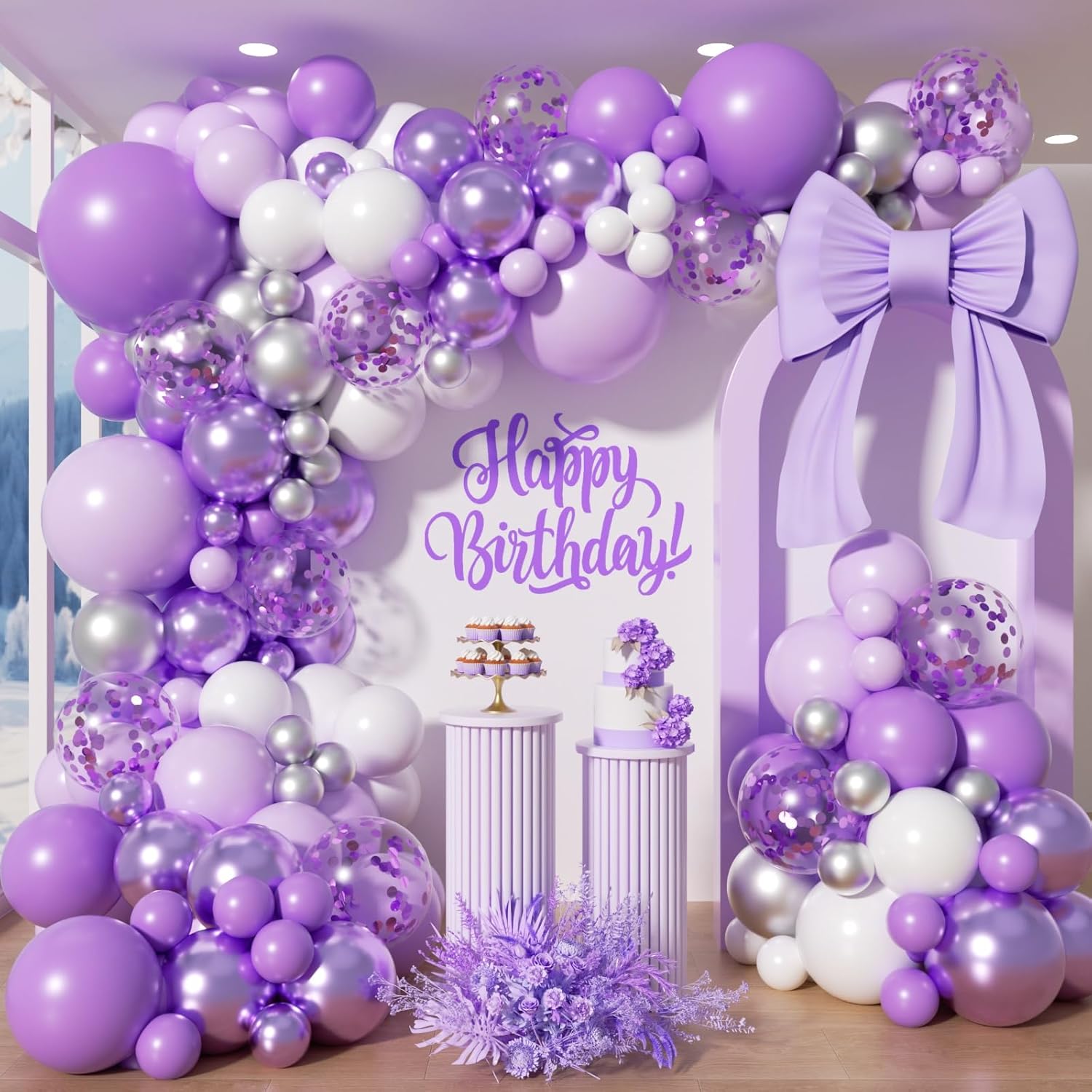 117Pcs  Purple Silver White Ba - огляд і ціна Balloon Arch Kit