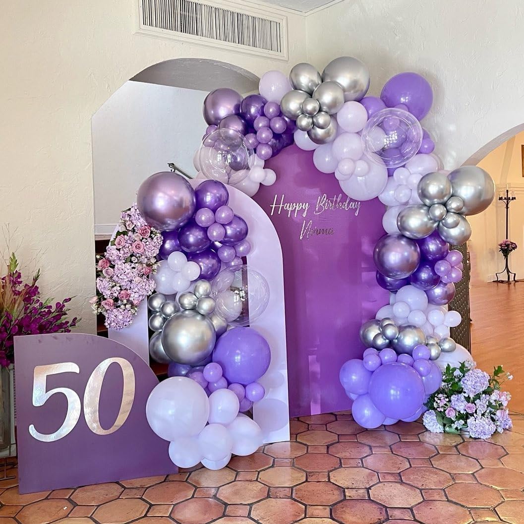 117Pcs  Purple Silver White Ba - огляд і ціна Balloon Arch Kit