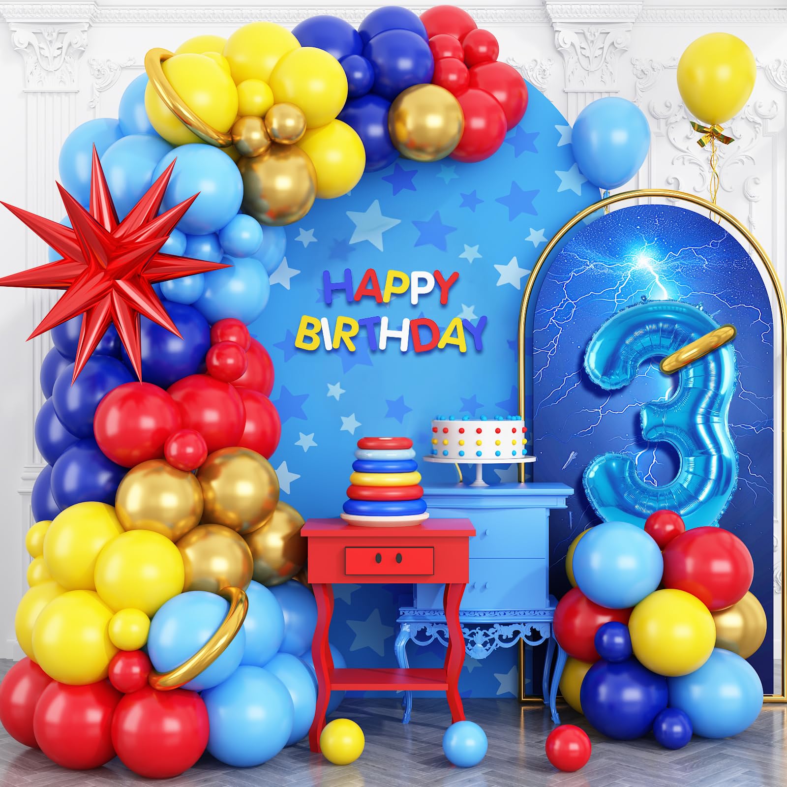 Red, Yellow and Blue Latex Bal - огляд і ціна Balloon Arch Kit