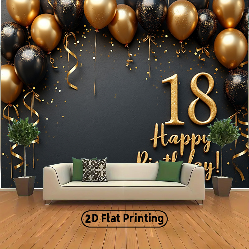 2D 1Pc Black & Gold Balloons B - огляд і ціна Party Banner Gold