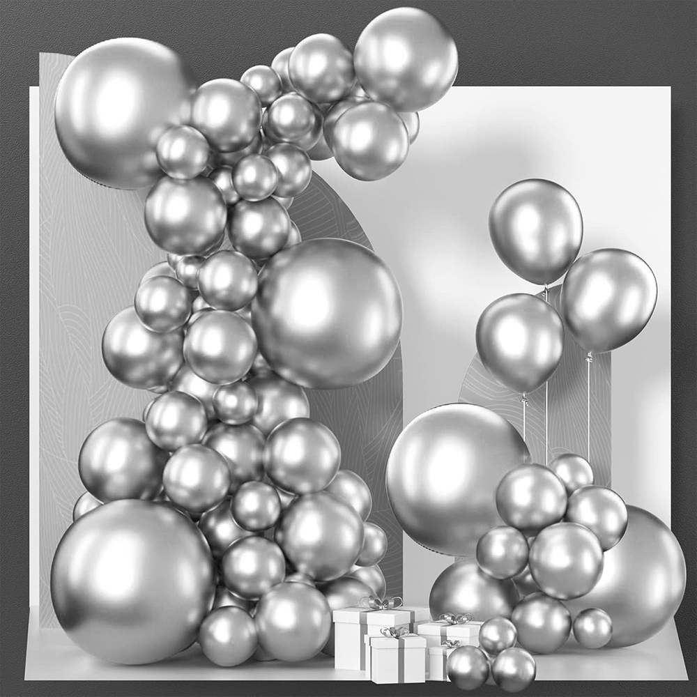 68Pcs Metallic Silver Balloons - огляд і ціна Balloon Arch Kit