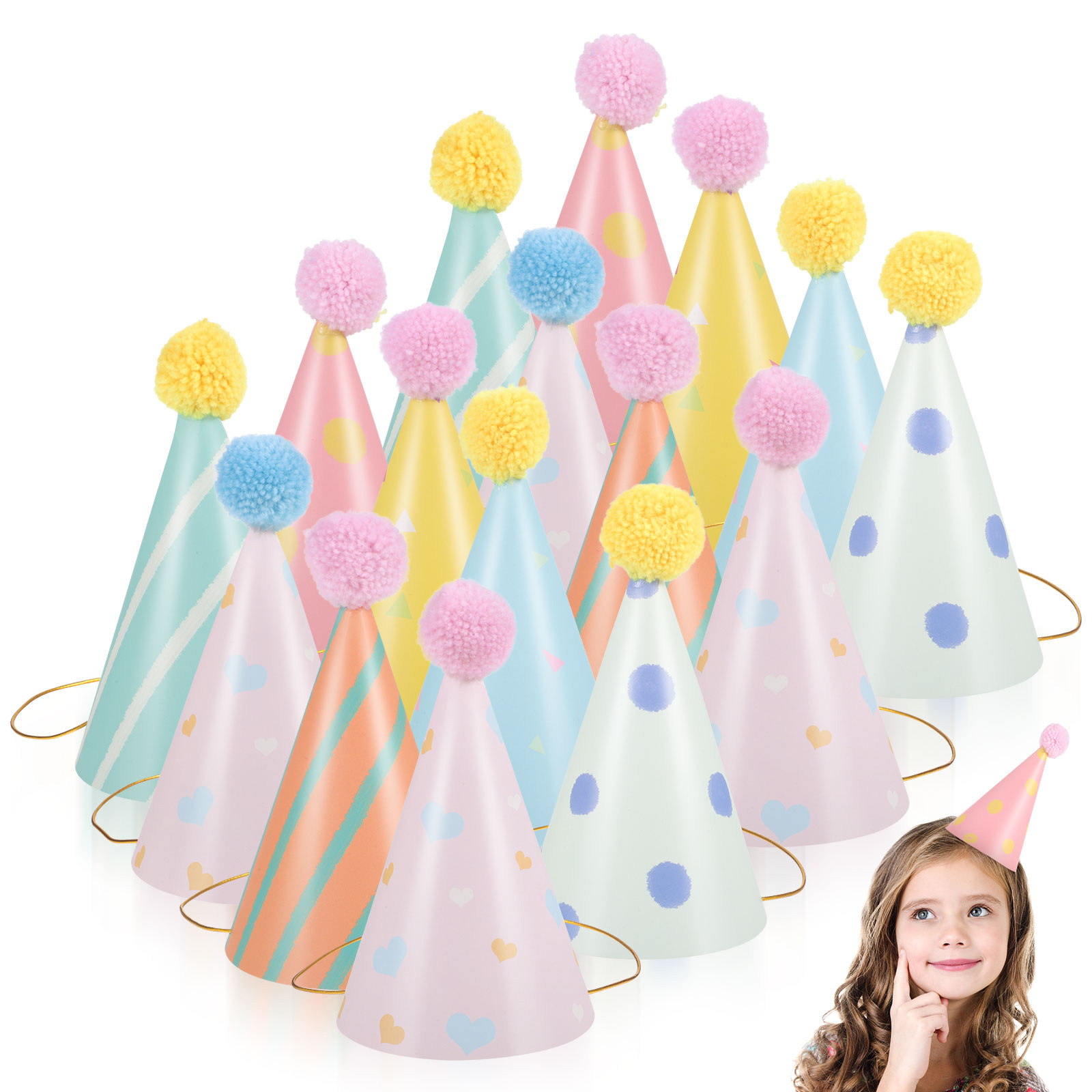 14Pcs Paper Birthday Hats for  - огляд і ціна Party Hat Cone