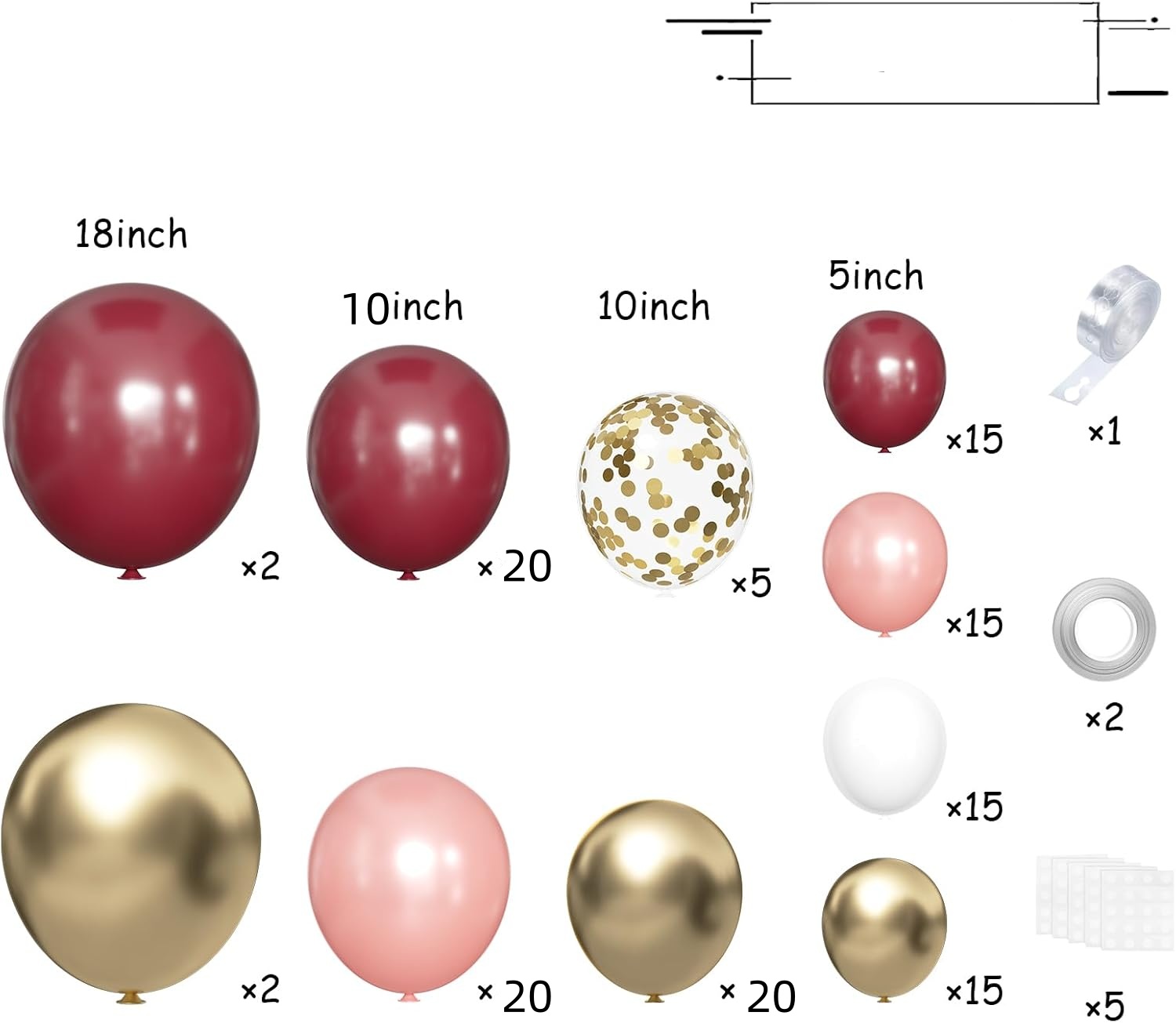 133 Pcs Burgundy Gold Rose Gol - огляд і ціна Balloon Arch Kit