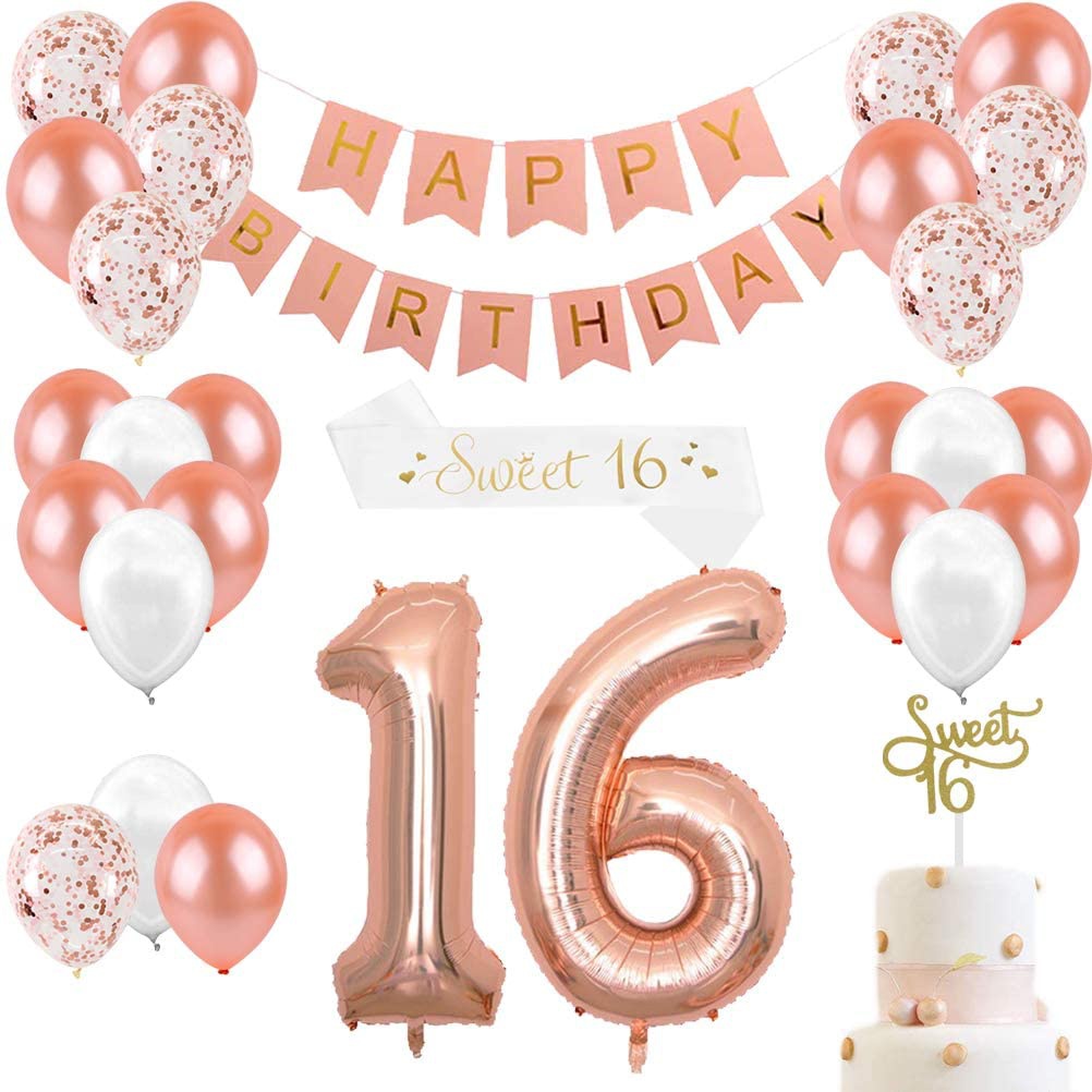 16th Birthday Decorations for  - огляд і ціна Party Banner Gold