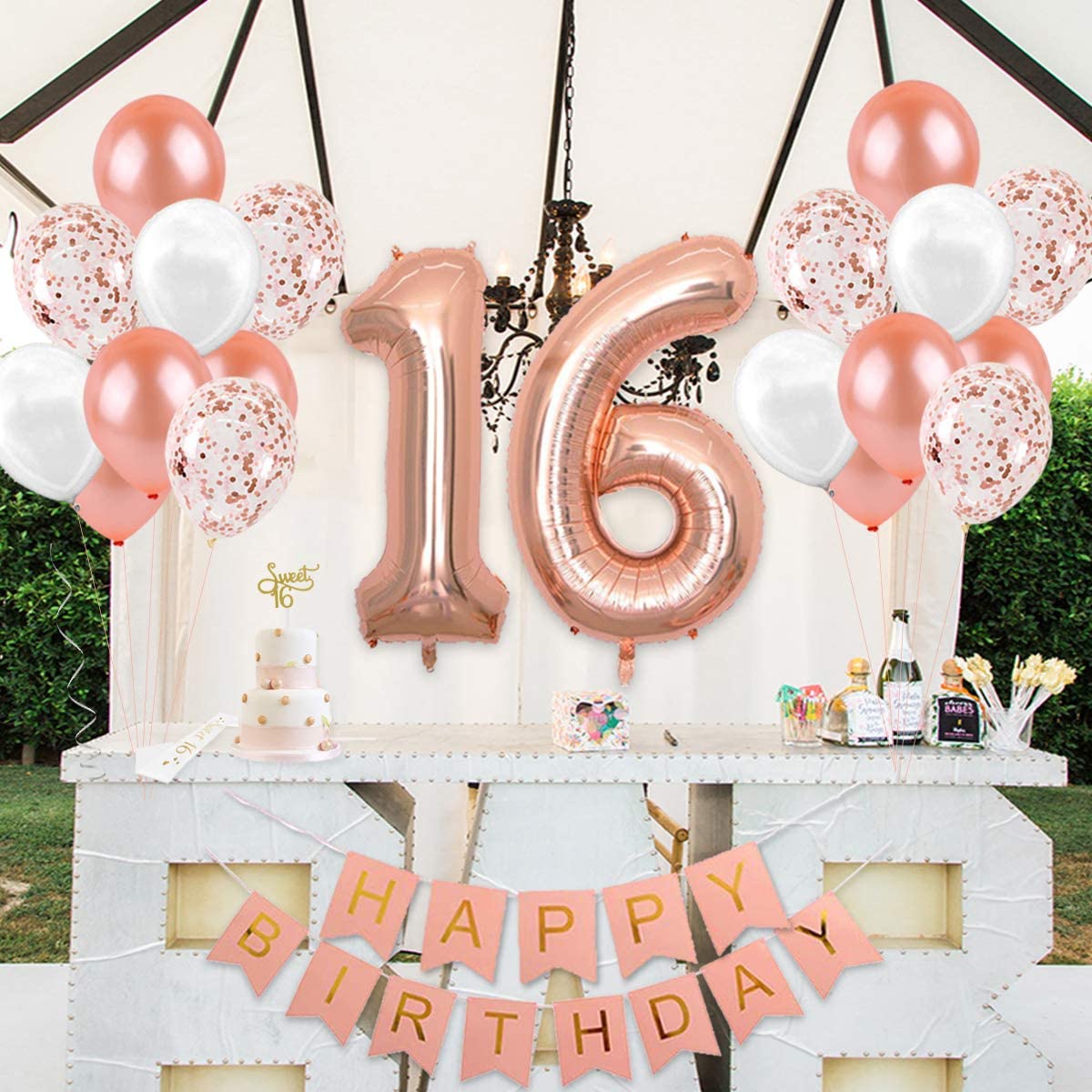 16th Birthday Decorations for  - огляд і ціна Party Banner Gold
