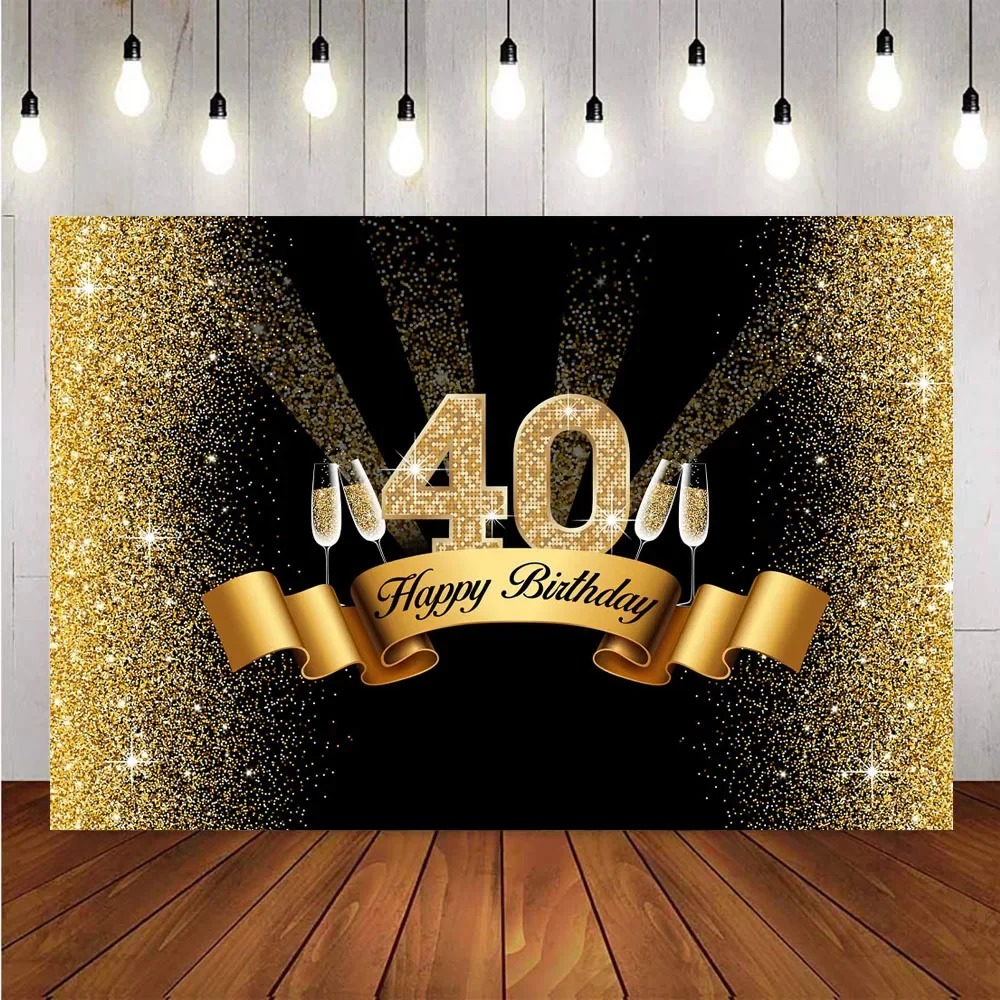 Black and gold themed Happy 40 - огляд і ціна Party Banner Gold
