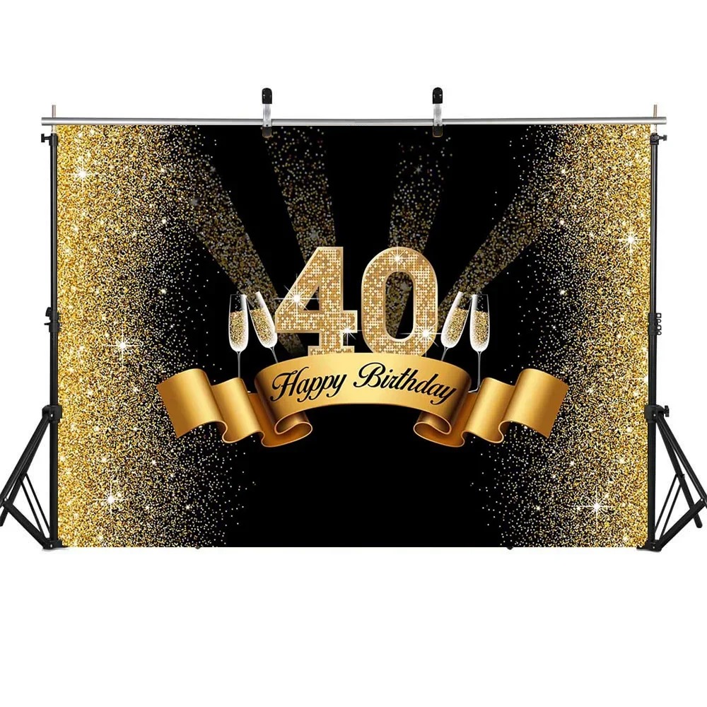 Black and gold themed Happy 40 - огляд і ціна Party Banner Gold