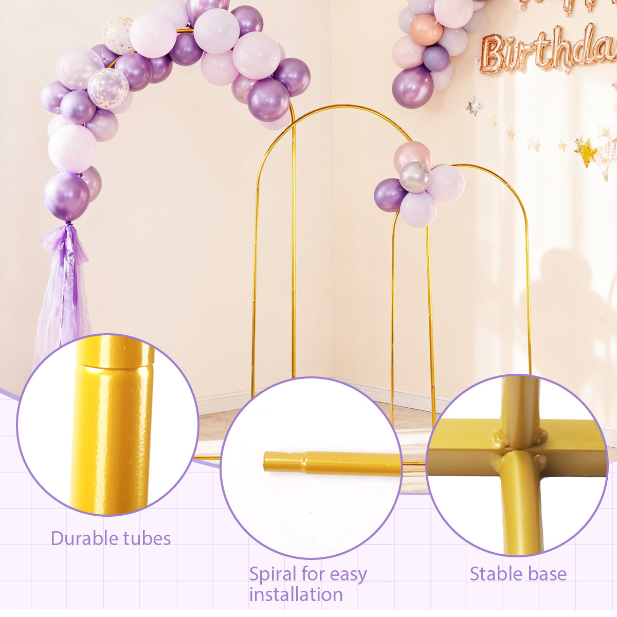 3Pack Golden Metal Arch Kits,  - огляд і ціна Balloon Arch Kit